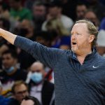 
              Milwaukee Bucks head coach Mike Budenholzer shouts instructions to his players during the first half of an NBA basketball game against the Phoenix Suns, Thursday, Feb. 10, 2022, in Phoenix. (AP Photo/Ross D. Franklin)
            