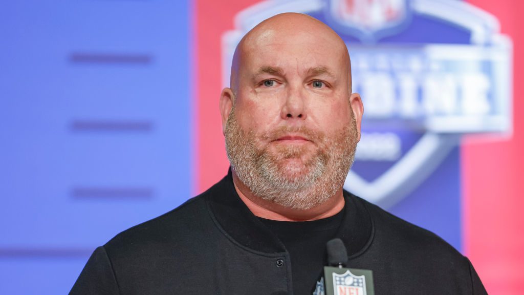 Steve Keim, general manager of the Arizona Cardinals speaks to reporters during the NFL Draft Combi...