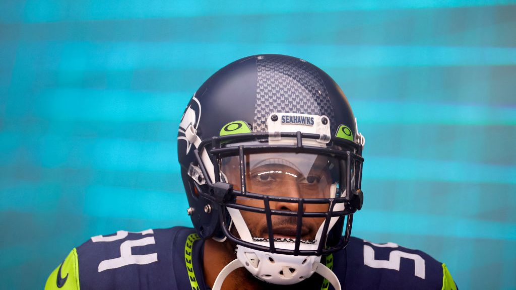 Bobby Wagner #54 of the Seattle Seahawks is introduced before the game against the Detroit Lions at...