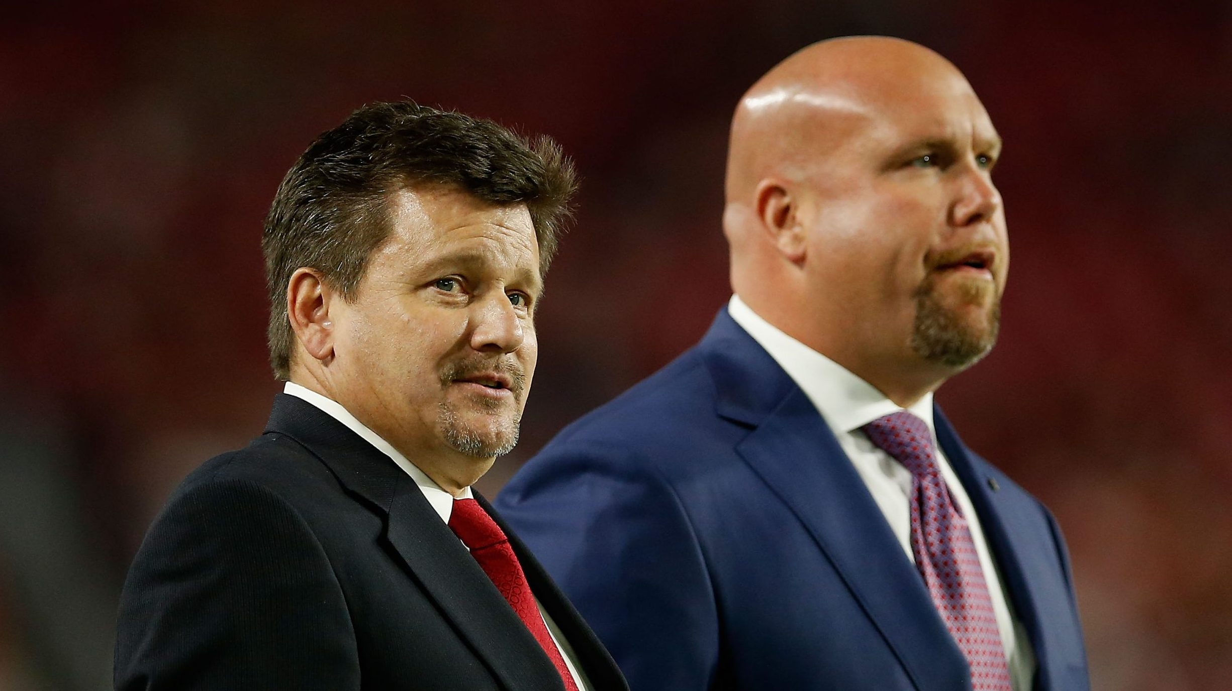 President Michael J. Bidwill of the Arizona Cardinals (left) and general manager Steve Keim (right)...