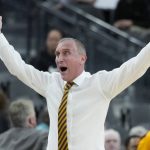 Arizona State head coach Bobby Hurley reacts during the first half of an NCAA college basketball game against Stanford in the first round of the Pac-12 tournament Wednesday, March 9, 2022, in Las Vegas. (AP Photo/John Locher)