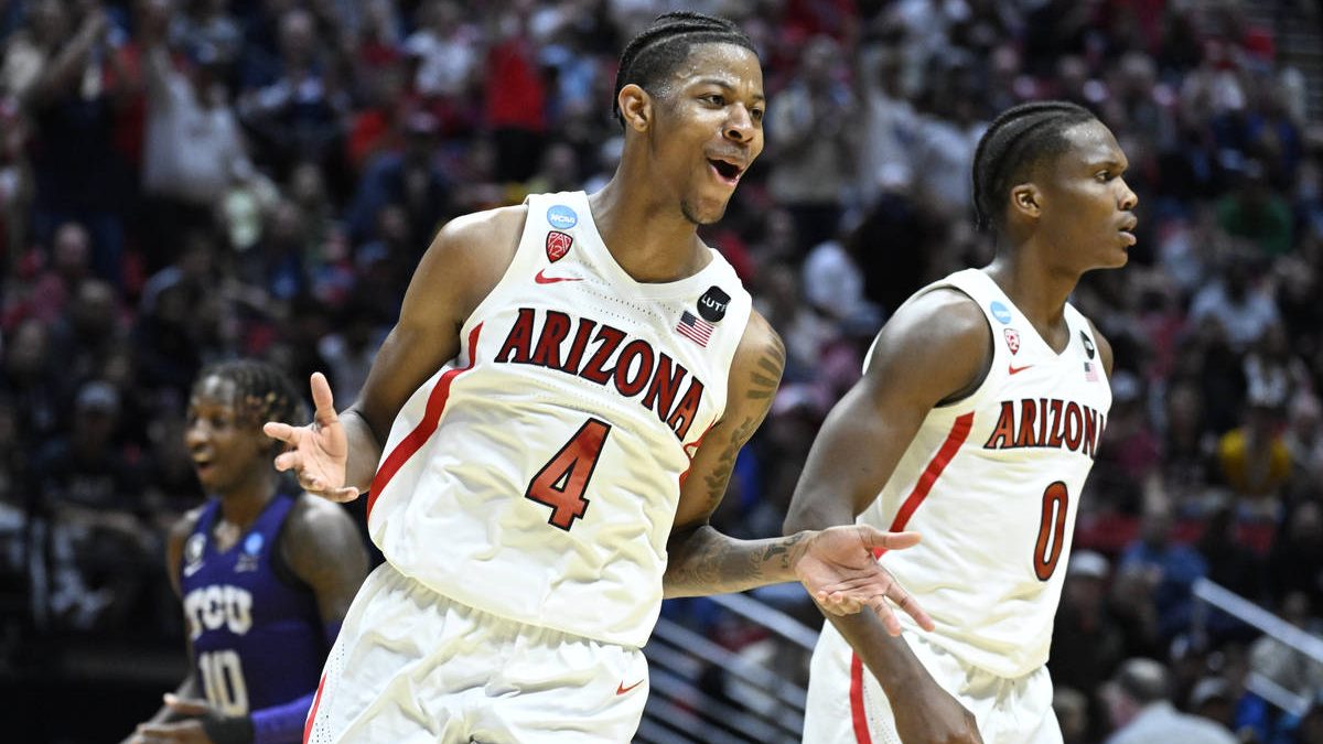 Arizona guard Dalen Terry (4) reacts to a play against TCU during the second half of a second-round...