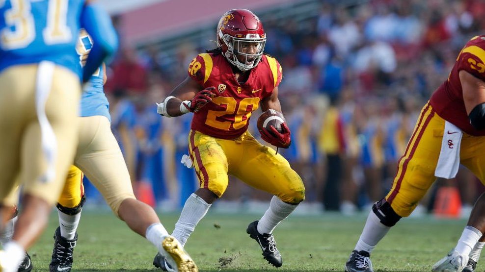 USC Trojans running back Keaontay Ingram (28) during a college football game between the UCLA Bruin...