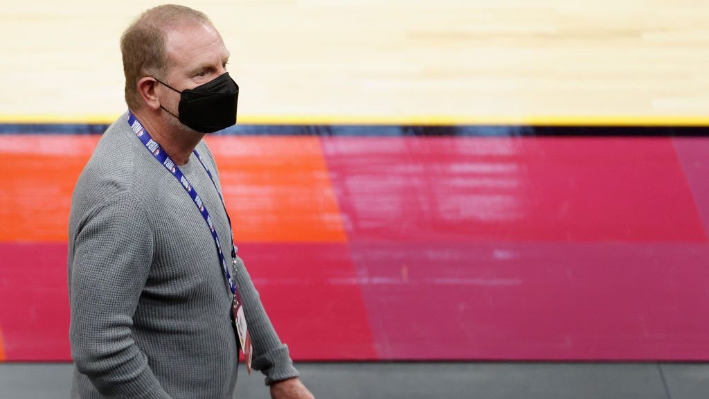 Owner Robert Sarver of the Phoenix Suns attends the NBA game against the Cleveland Cavaliers at Pho...