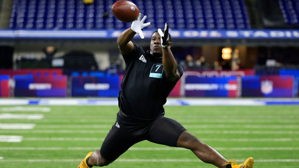 Darien Butler #LB07 of Arizona State runs a drill during the NFL Combine at Lucas Oil Stadium on Ma...