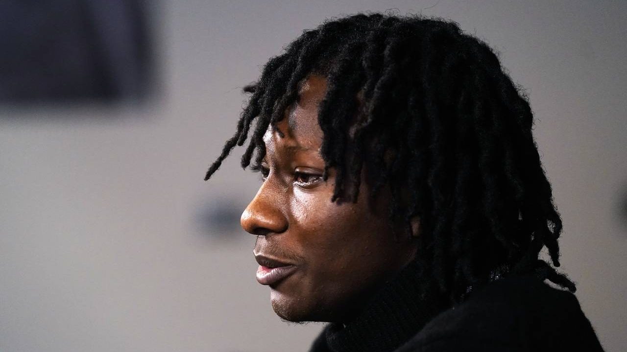 New Arizona Cardinals wide receiver Marquise Brown answers a question at a news conference at the C...