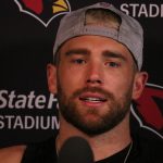 Arizona Cardinals TE Zach Ertz speaks with the media after OTAs on Monday, May 23, 2022, in Tempe. (Tyler Drake/Arizona Sports)