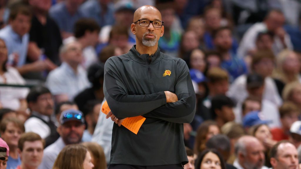 Head Coach Monty Williams of the Phoenix Suns watches the action against the Dallas Mavericks durin...