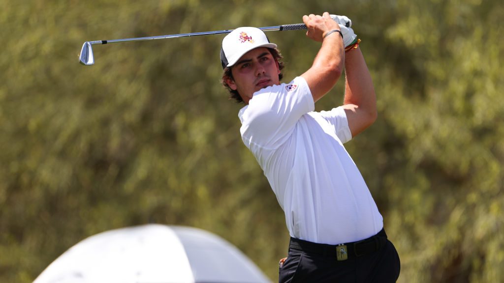 Jose Luis Ballester of the Arizona State Sun Devils tees off during the Division I Men's Golf Champ...