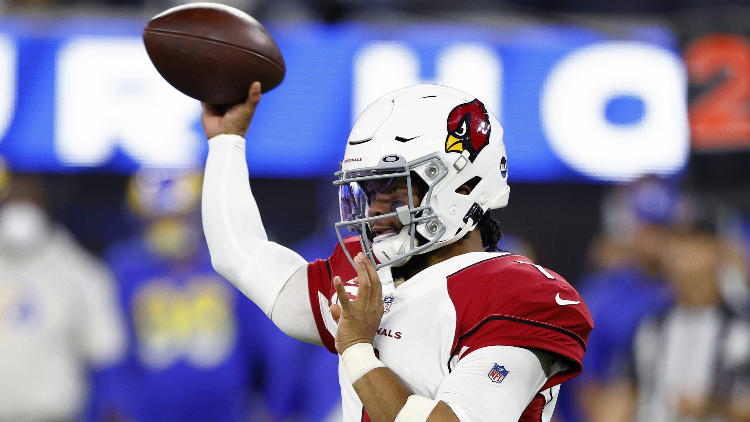Kyler Murray #1 of the Arizona Cardinals throws the ball in the first quarter of the game against t...