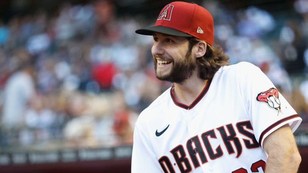 Pitcher Zac Gallen #23 of the Arizona Diamondbacks before the MLB opening day game at Chase Field o...