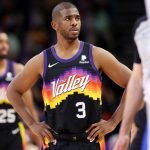 Chris Paul #3 of the Phoenix Suns reacts during the third quarter against the Dallas Mavericks in Game Seven of the 2022 NBA Playoffs Western Conference Semifinals at Footprint Center on May 15, 2022 in Phoenix, Arizona. (Photo by Christian Petersen/Getty Images)