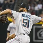 Miami Marlins' Tommy Nance delivers against the Arizona Diamondbacks during the sixth inning of a baseball game Monday, May 9, 2022, in Phoenix. (AP Photo/Darryl Webb)