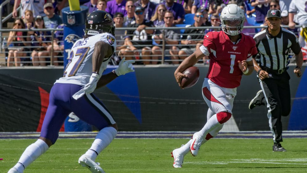 Arizona Cardinals quarterback Kyler Murray (1) in action during the first half of the National Foot...