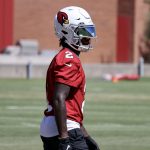 Arizona Cardinals WR Marquise Brown looks on during minicamp on Wednesday, June 15, 2022, in Tempe. (Tyler Drake/Arizona Sports)