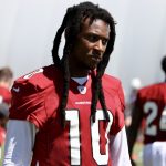 Arizona Cardinals WR DeAndre Hopkins warms up ahead of minicamp on Wednesday, June 15, 2022, in Tempe. (Tyler Drake/Arizona Sports)