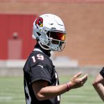 Arizona Cardinals QB Trace McSorley warms up ahead of OTAs on Wednesday, June 1, 2022, in Tempe. (Tyler Drake/Arizona Sports)