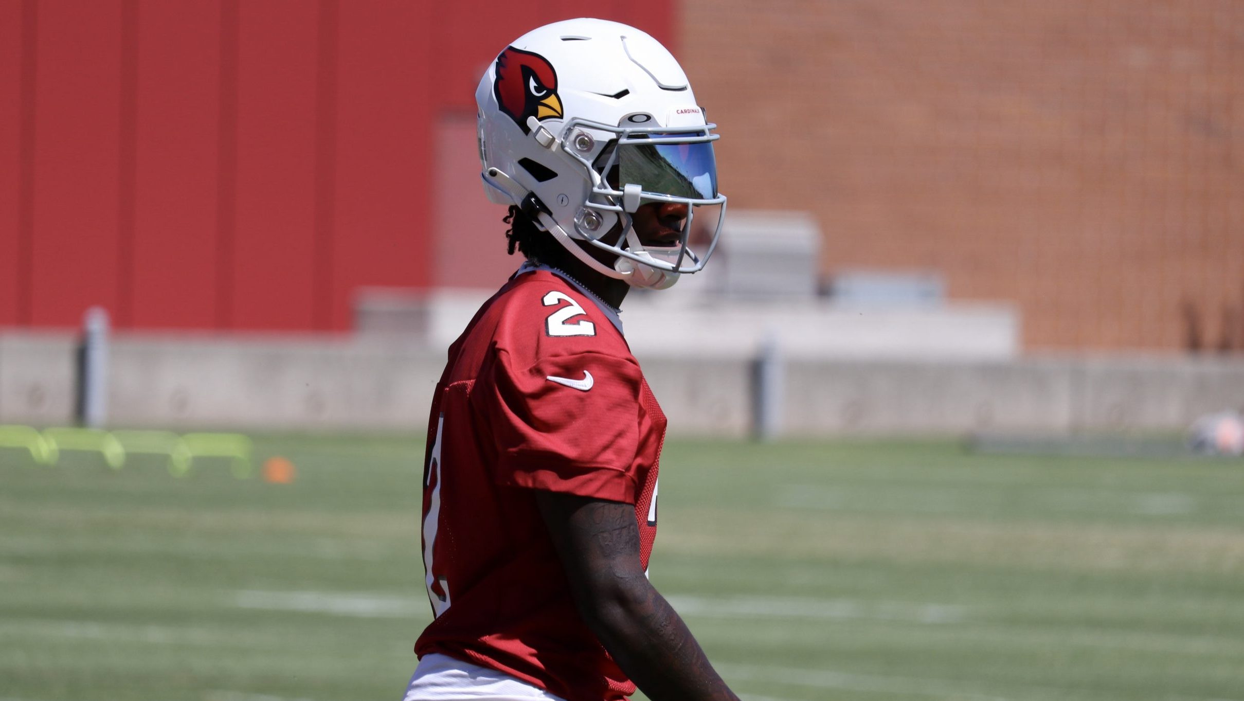 Arizona Cardinals WR Marquise Brown looks on during minicamp on Wednesday, June 15, 2022, in Tempe....