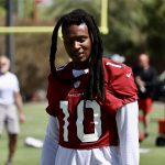 Arizona Cardinals WR DeAndre Hopkins warms up ahead of minicamp on Tuesday, June 14, 2022, in Tempe. (Tyler Drake/Arizona Sports)
