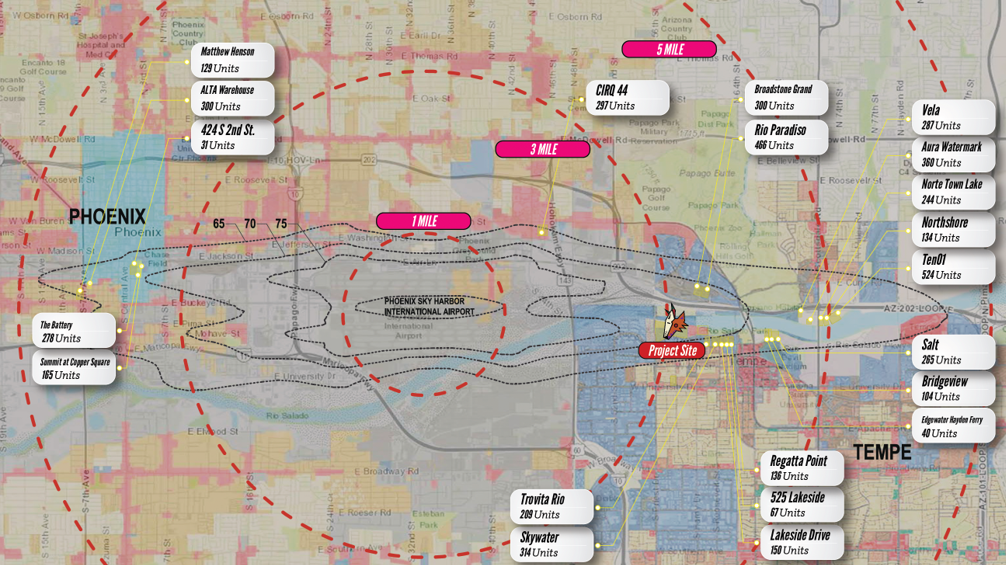 Noise overlay zones for Phoenix's Sky Harbor International Airport (Courtesy of Arizona Coyotes)...