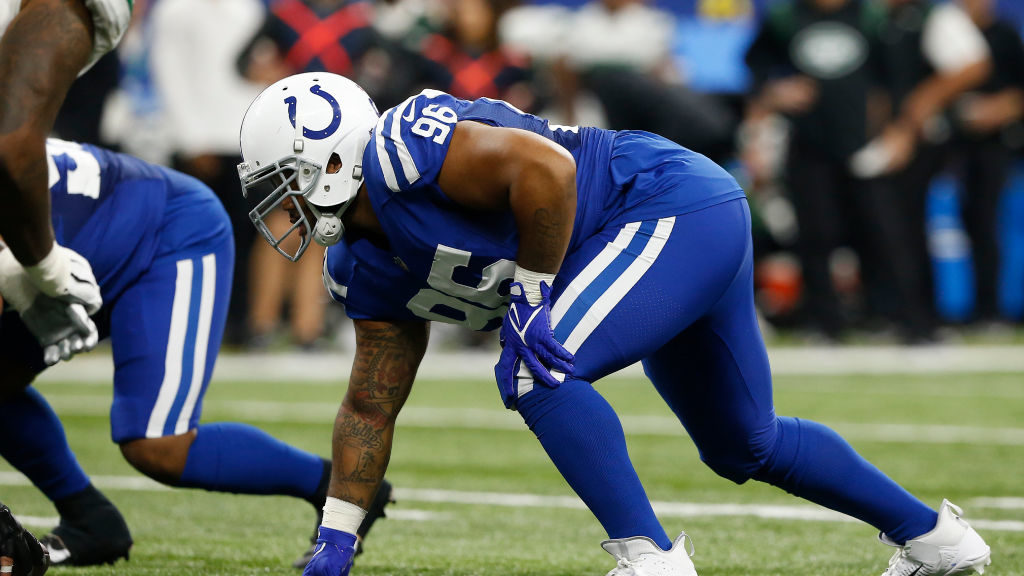 Indianapolis Colts Nose Tackle Antwaun Woods (96) in action during and NFL game between the New Yor...