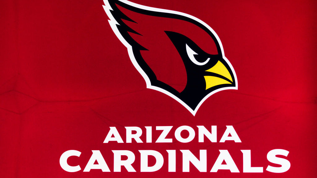 Detail view of the Arizona Cardinals logo seen at the Super Bowl Experience on February 08, 2022, a...