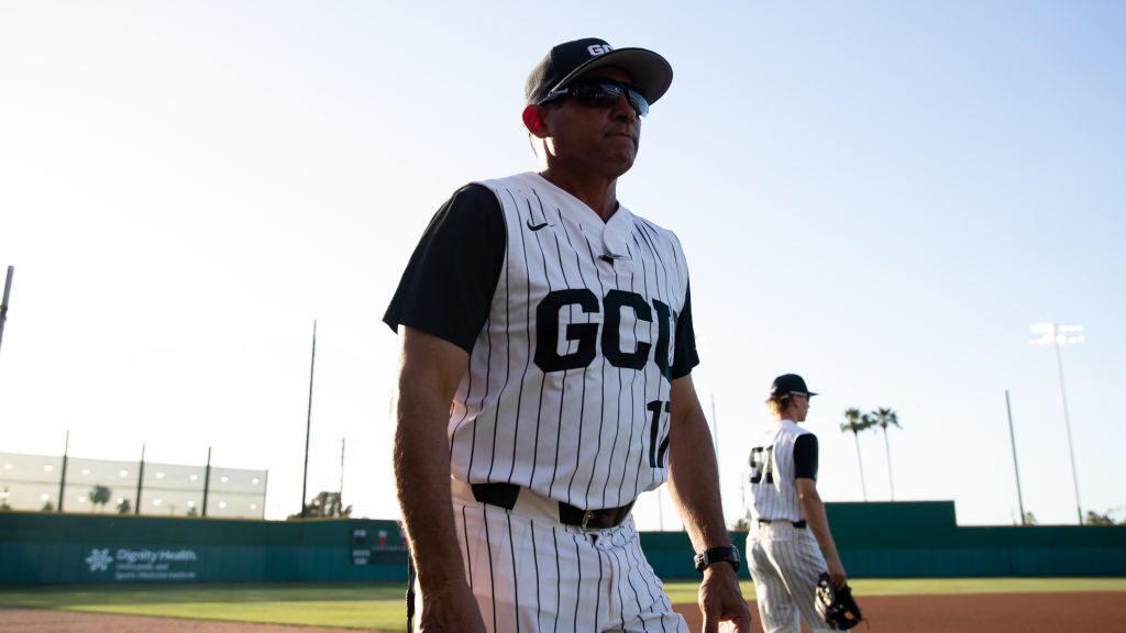 Andy Stankiewicz Grand Canyon Head Coach gets ready for a baseball game between the Texas Tech Red ...