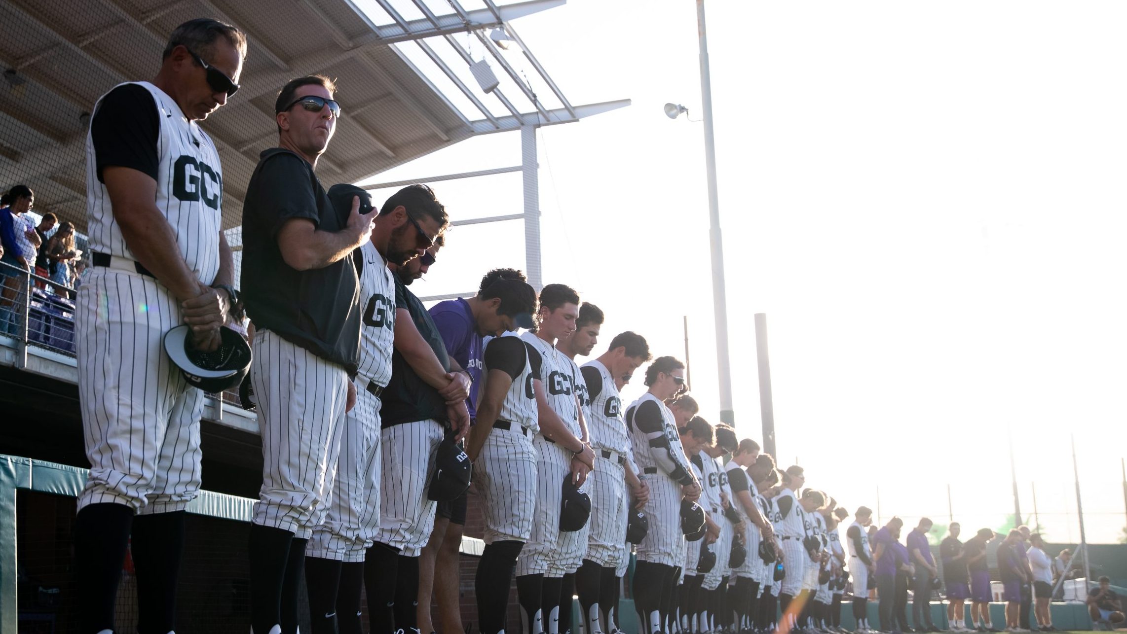 The GCU team before a baseball game between the Texas Tech Red Raiders and the Grand Canyon Lopes o...