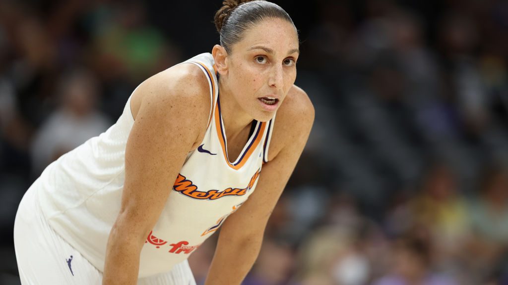 Diana Taurasi #3 of the Phoenix Mercury during the first half of the WNBA game at Footprint Center ...