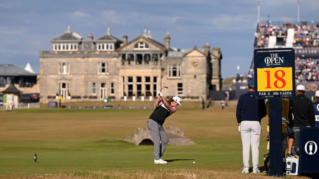 Cameron Smith of Australia tees off on the 18th hole during Day Two of The 150th Open at St Andrews...