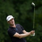Jonas Blixt, of Sweden, hits off the sixth tee during the second round of the John Deere Classic golf tournament, Friday, July 1, 2022, at TPC Deere Run in Silvis, Ill. (AP Photo/Charlie Neibergall)