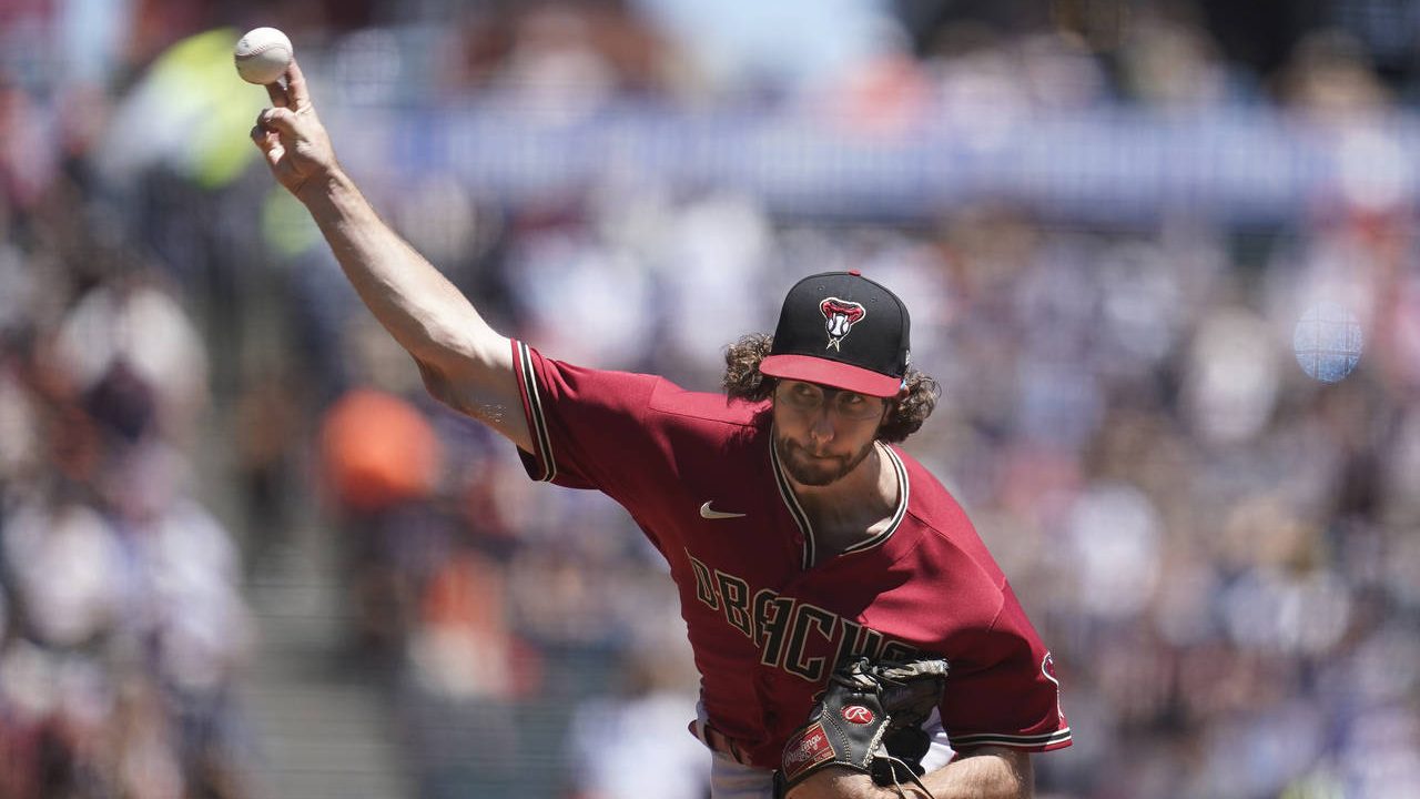 Arizona Diamondbacks' Zac Gallen pitches against the San Francisco Giants during the first inning o...