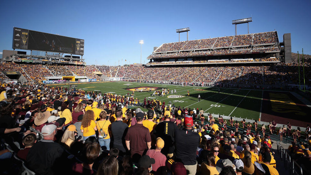 General view of action between the Arizona State Sun Devils and the Arizona Wildcats during the sec...