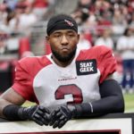 Arizona Cardinals S Budda Baker is honored for his 2021 Pro Bowl nod during the Red & White practice on Saturday, Aug. 6, 2022, in Glendale. (Tyler Drake/Arizona Sports)