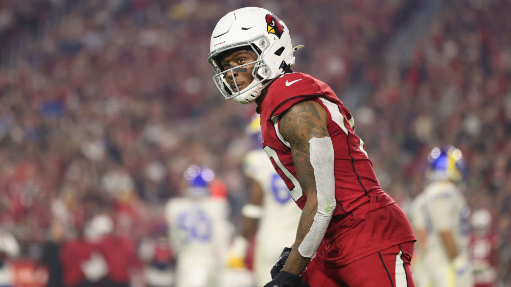 Wide receiver DeAndre Hopkins #10 of the Arizona Cardinals lines up during the NFL game against the...