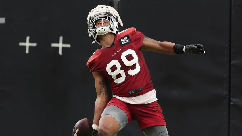 Tight end Stephen Anderson #89 of the Arizona Cardinals participants in a team training camp at Sta...