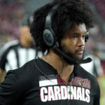 Arizona Cardinals quarterback Kyler Murray calls the plays from the sidelines during the second half of an NFL preseason football game against the Baltimore Ravens, Sunday, Aug. 21, 2022, in Glendale, Ariz. (AP Photo/Darryl Webb)