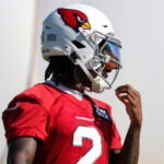 Arizona Cardinals WR Hollywood Brown looks on during practice on Wednesday, Sept. 7, 2022, in Tempe. (Tyler Drake/Arizona Sports)