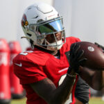 Arizona Cardinals WR Hollywood Brown makes a catch during practice on Thursday, Sept. 8, 2022, in Tempe. (Tyler Drake/Arizona Sports)