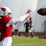 Arizona Cardinals WR Rondale Moore makes a catch during practice on Thursday, Sept. 8, 2022, in Tempe. (Tyler Drake/Arizona Sports)