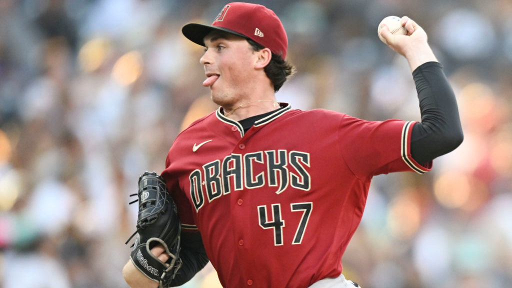Tommy Henry #47 of the Arizona Diamondbacks pitches during the first inning of the game against the...