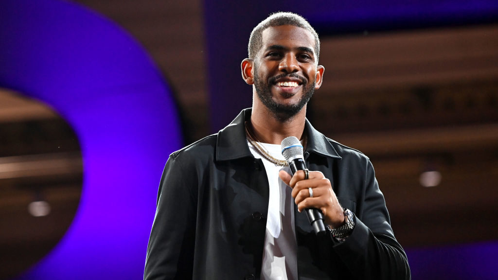 Chris Paul speaks onstage during the 2022 Essence Festival of Culture at the Ernest N. Morial Conve...