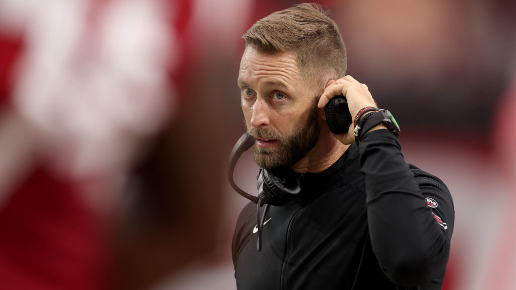 Head coach Kliff Kingsbury of the Arizona Cardinals paces the sidelines during the second half of t...