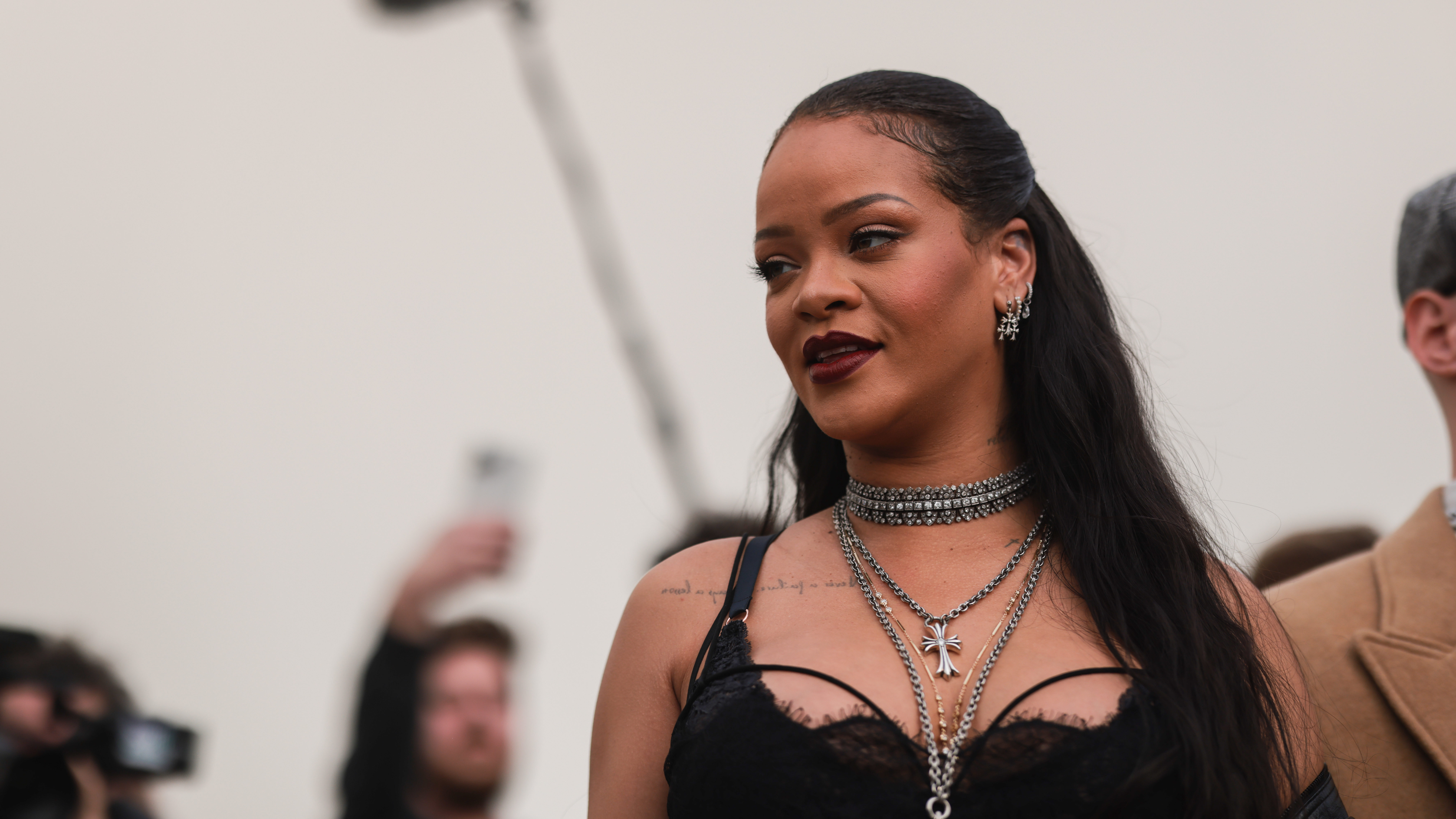 Rihanna is seen outside the Dior show, during Paris Fashion Week - Womenswear F/W 2022-2023, on Mar...