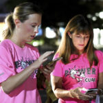 
              From left, event organizer Jenny Fogo and Wendy Ransom confer on the routeat Girls Preparatory School, for "Finish Eliza's Run" on Friday, Sept. 9, 2022 in Chattanooga, Tenn.  The approximately four mile run was to memorialize, Eliza Fletcher, the Memphis runner, and mother of two, who was murdered during her early morning run.   (Robin Rudd /Chattanooga Times Free Press via AP)
            