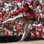 
              Cincinnati Reds starting pitcher Luis Cessa throws during the fifth inning of a baseball game against the St. Louis Cardinals Sunday, Sept. 18, 2022, in St. Louis. (AP Photo/Jeff Roberson)
            