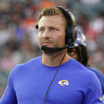 
              FILE - Los Angeles Rams head coach Sean McVay watches against the Cincinnati Bengals during the second half of a preseason NFL football game in Cincinnati on Aug. 27, 2022. McVay and general manager Les Snead have agreed to contract extensions announced Thursday, Sept. 8, 2022, keeping the defending Super Bowl champions' brain trust in place with lucrative new deals through the 2026 season. (AP Photo/Joshua A. Bickel, File)
            