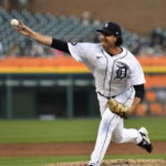 Detroit Tigers relief pitcher Jason Foley throws against the Kansas City Royals during the fifth inning of a baseball game Saturday, Sept. 3, 2022, in Detroit. (AP Photo/Jose Juarez)