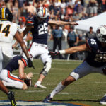 
              Auburn place kicker Anders Carlson (26) kicks the game-winning field goal during overtime of an NCAA college football game against Missouri, Saturday, Sept. 24, 2022 in Auburn, Ala. (AP Photo/Butch Dill)
            