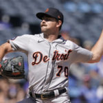 
              Detroit Tigers starting pitcher Tyler Alexander throws during the first inning of a baseball game against the Kansas City Royals Sunday, Sept. 11, 2022, in Kansas City, Mo. (AP Photo/Charlie Riedel)
            